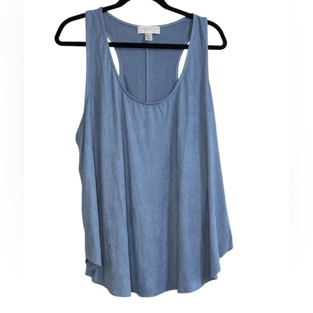 Forever 21 Blue Velour Relaxed Tank